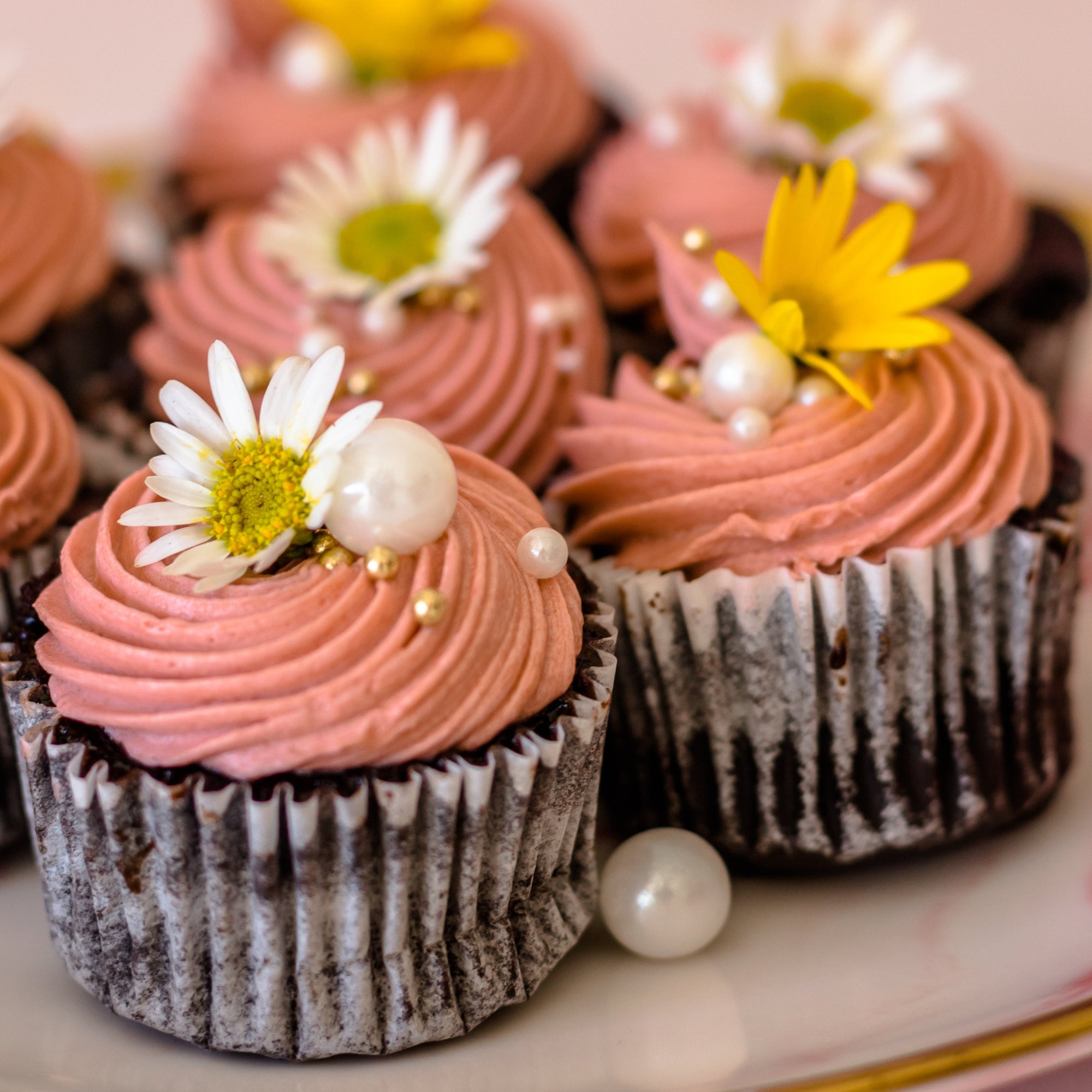 Mini Dirty pink Moist chocolate Cupcakes