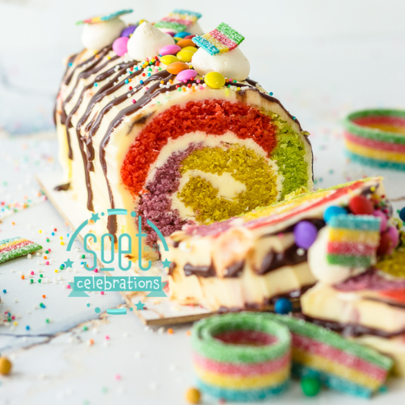 "SOET CELEBRATION" RAINBOW LOG CAKE