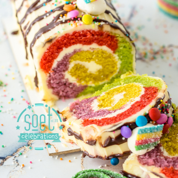 "SOET CELEBRATION" RAINBOW LOG CAKE