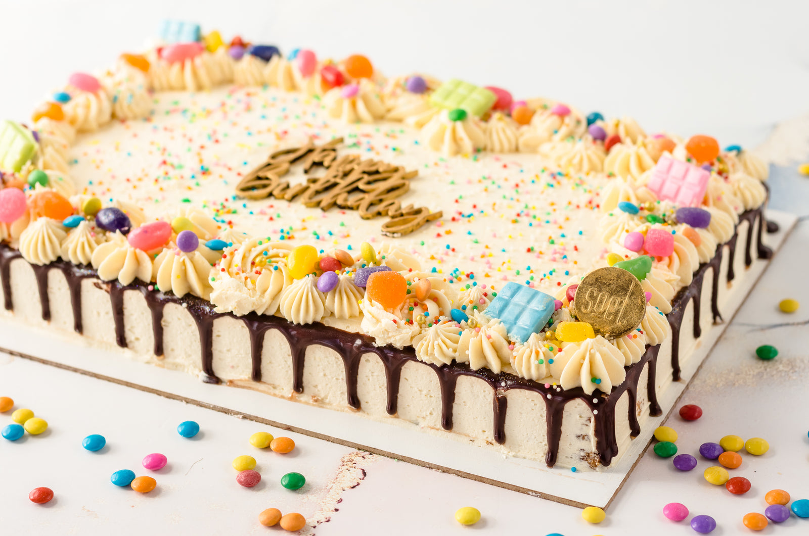 "SOET CELEBRATION" Rainbow Sheet Cake