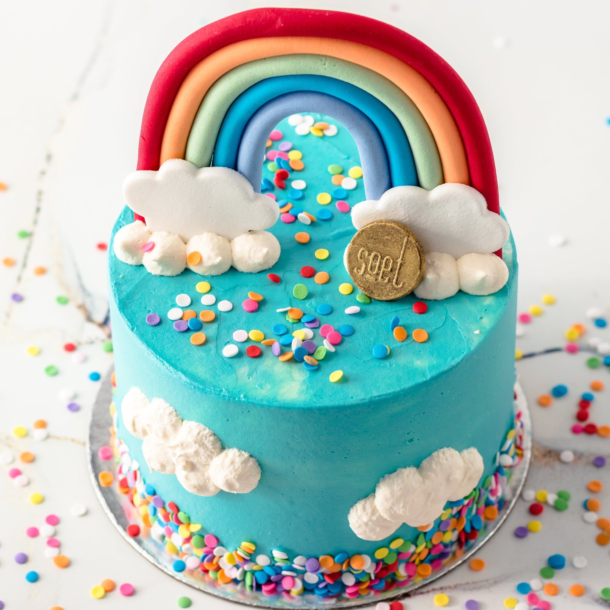 Rainbow and Cloud Theme Cake