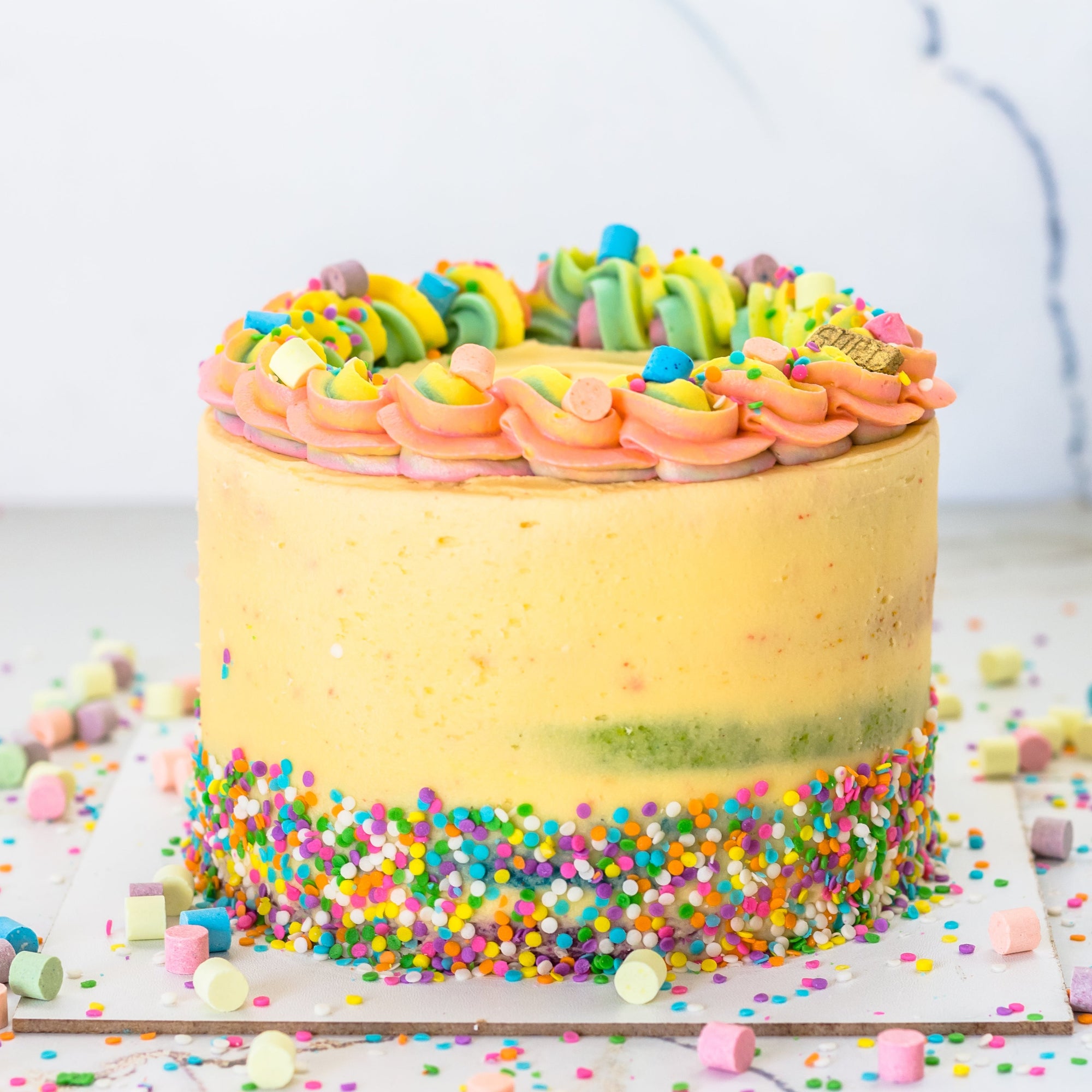 New Rainbow Buttercream Candy Cake