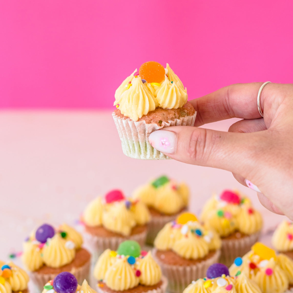 Mini Rainbow Cupcakes (9)