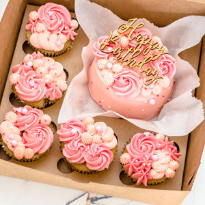 Pink Themed Bento and cupcake Combo