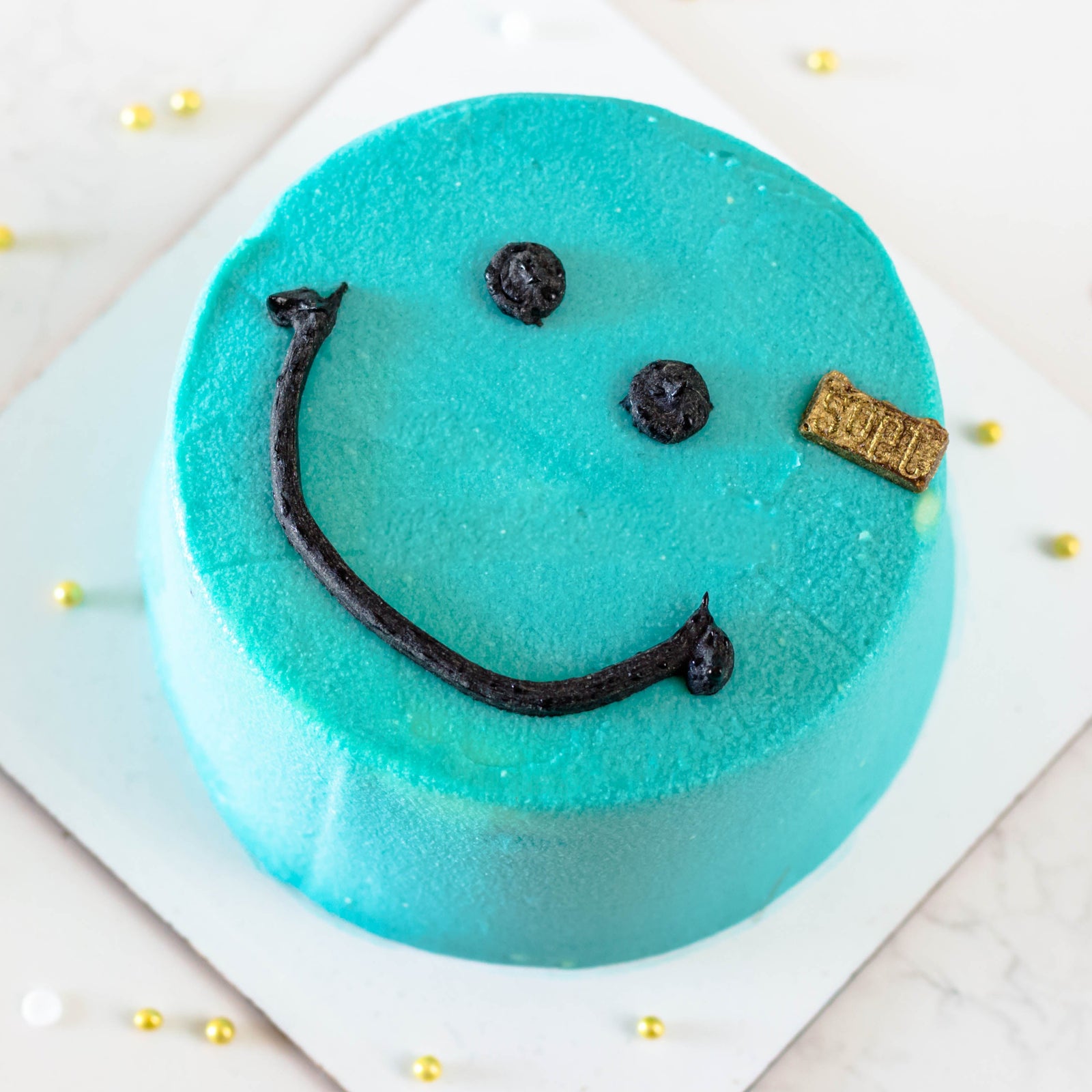 Blue Smiley Bento cake