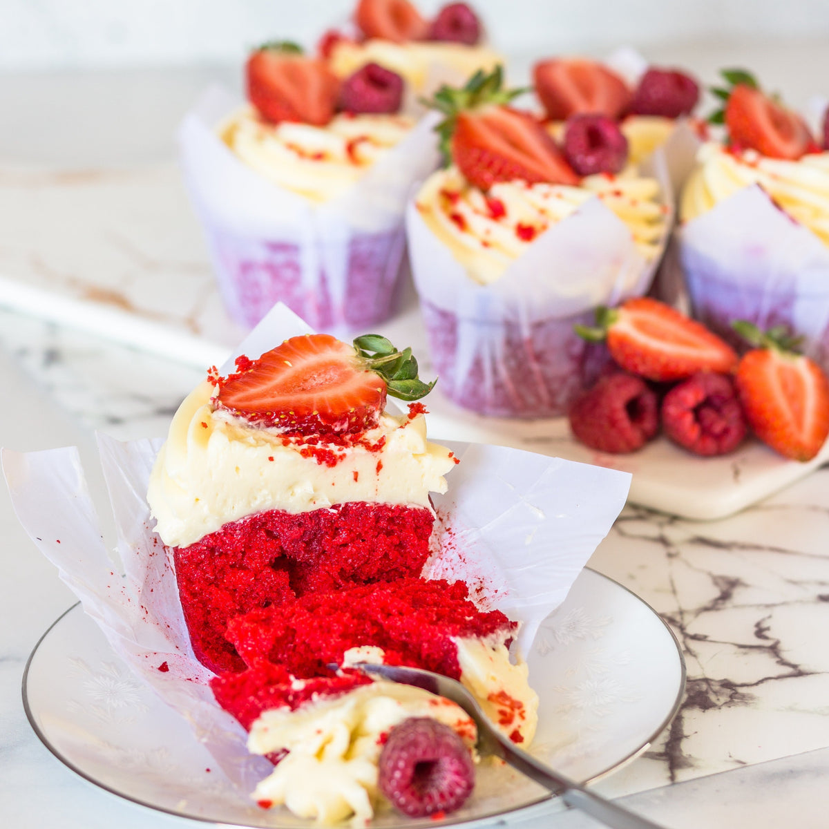 Very berry Red velvet Cupcakes