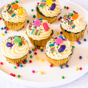 6 Small Buttermilk Rainbow cupcakes