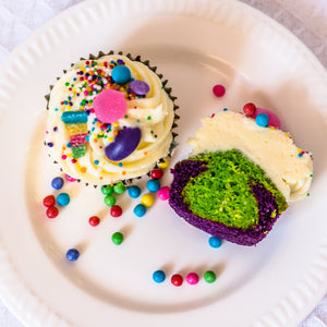 6 Small Buttermilk Rainbow cupcakes